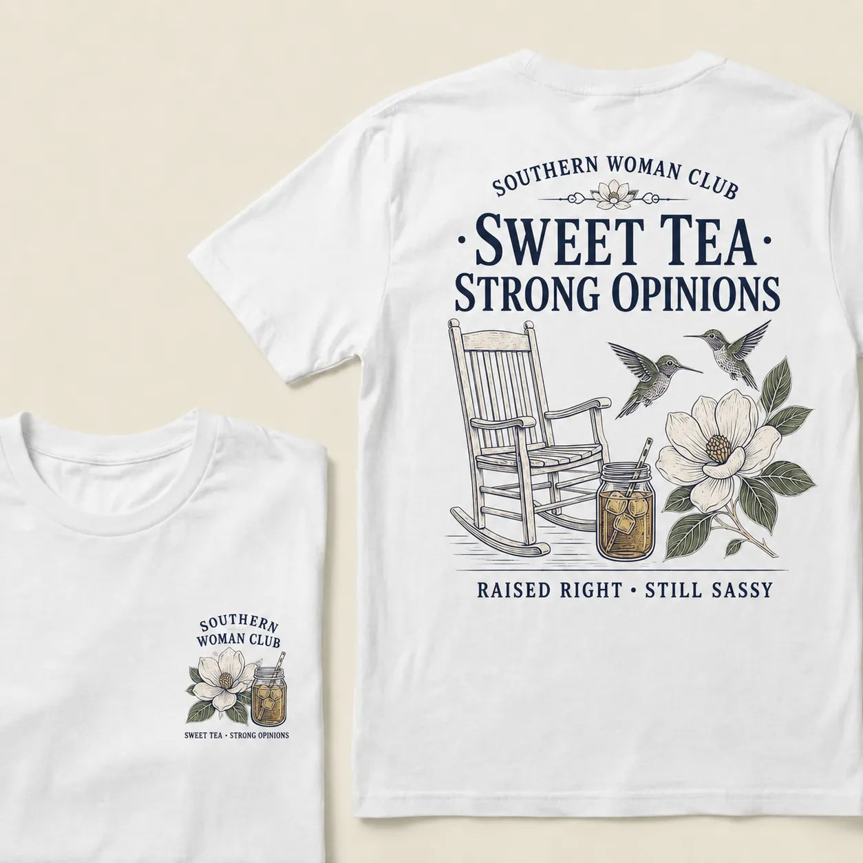 Southern Woman Club Sweet Tea Strong Opinions T-Shirt – Vintage Magnolia Graphic Tee For Southern Women
