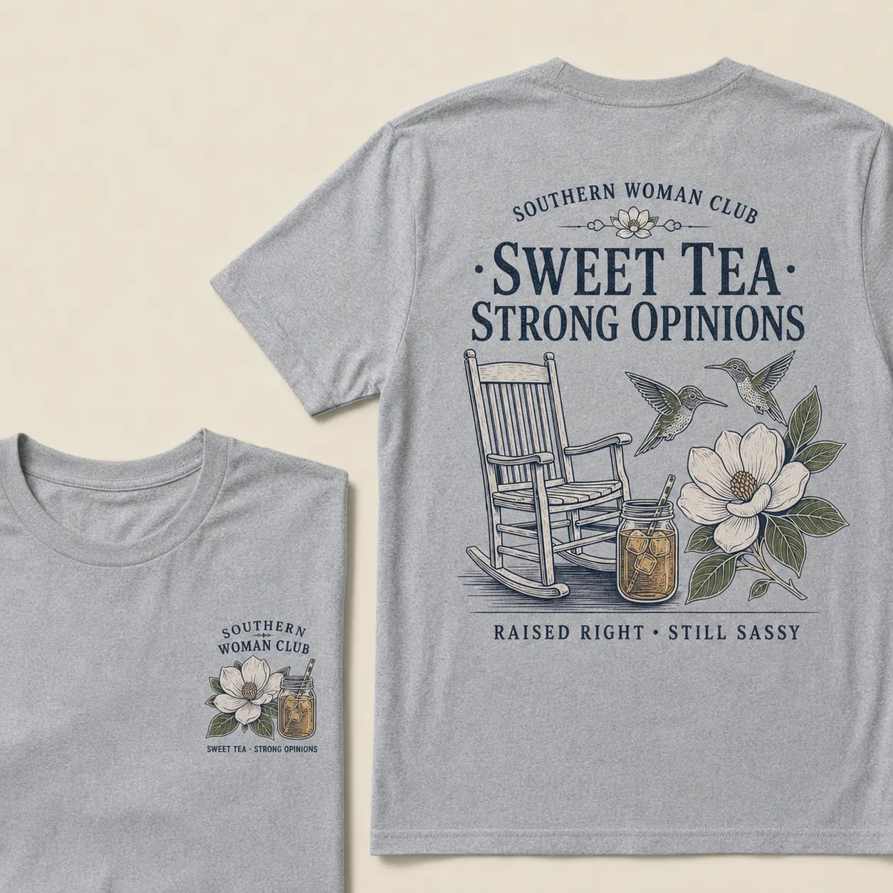 Southern Woman Club Sweet Tea Strong Opinions T-Shirt – Vintage Magnolia Graphic Tee For Southern Women