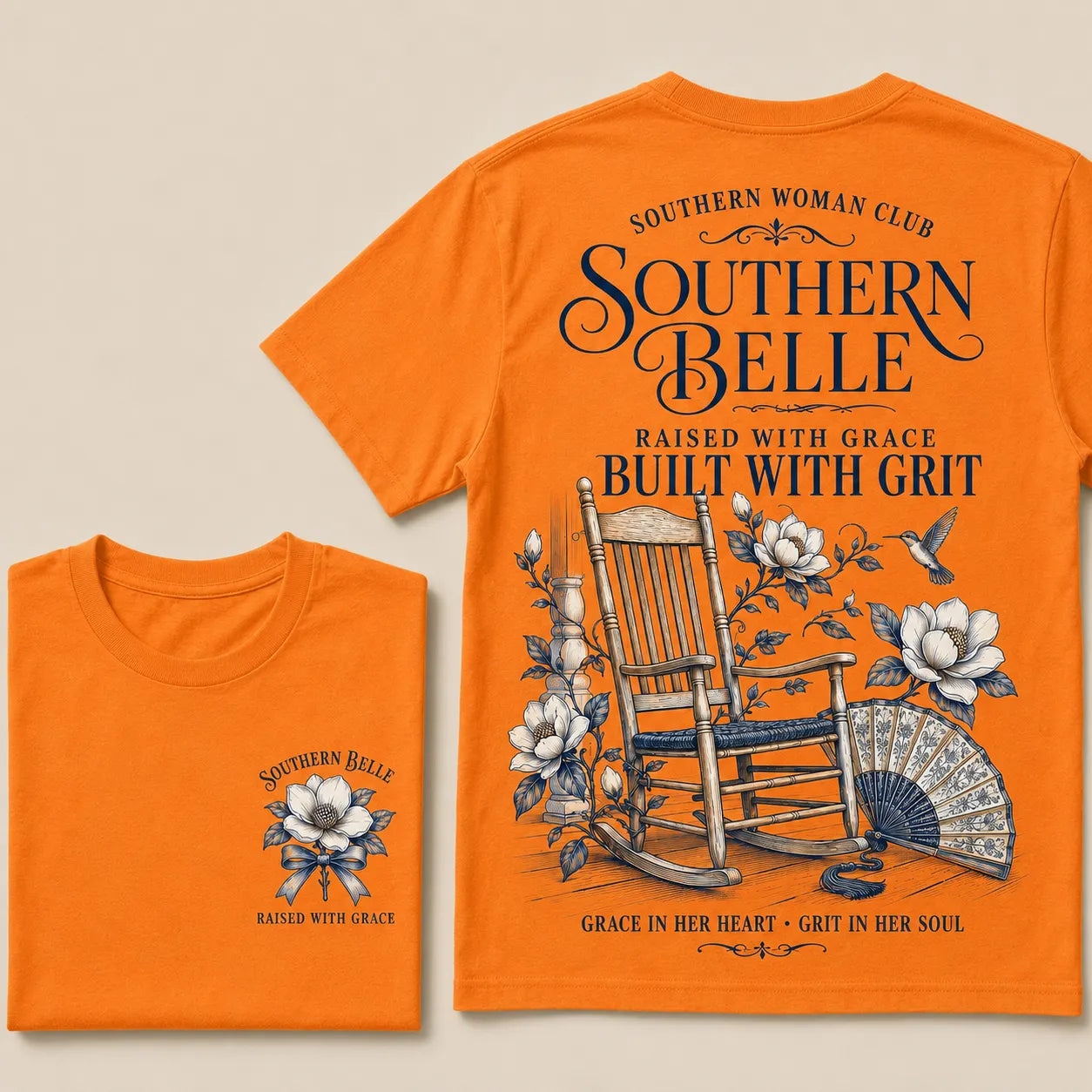 Southern Belle – Raised with Grace, Built with Grit Crew Neck Tee