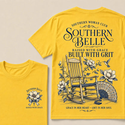 Southern Belle – Raised with Grace, Built with Grit Crew Neck Tee
