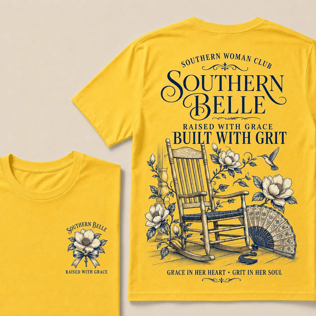 Southern Belle – Raised with Grace, Built with Grit Crew Neck Tee