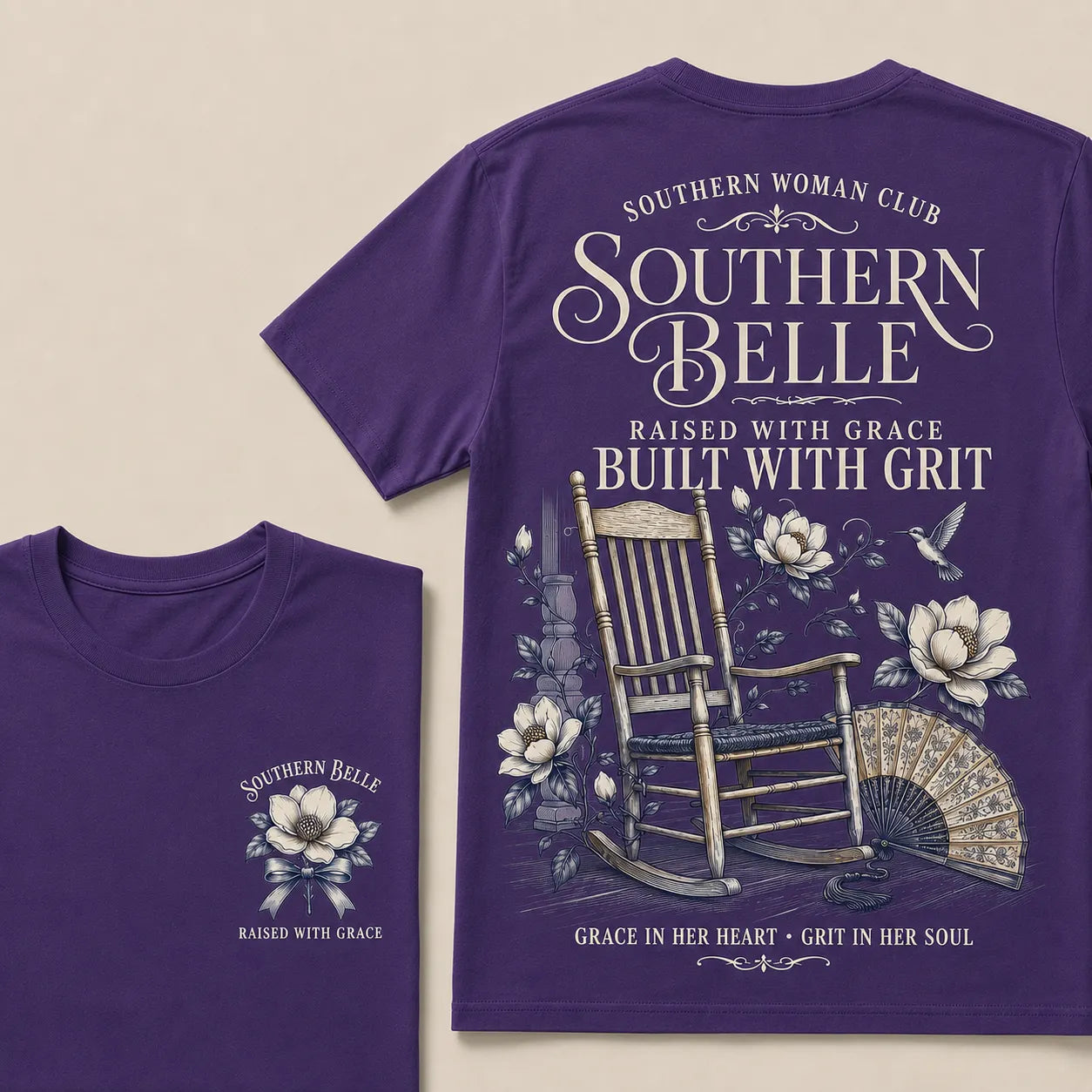Southern Belle – Raised with Grace, Built with Grit Crew Neck Tee