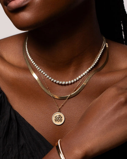 Graduated Bezel Diamond Tennis Necklace
