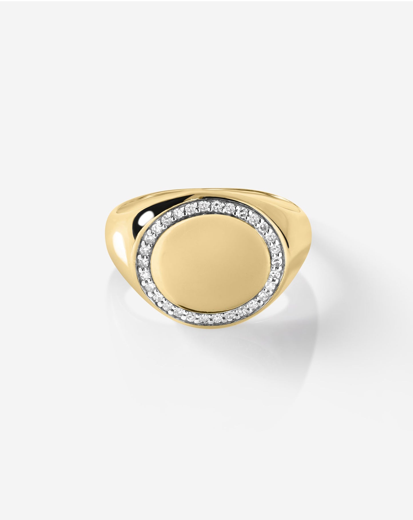 Pavé Diamond Border Signet Ring