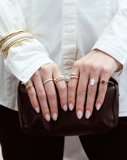 Pavé Diamond Border Signet Ring