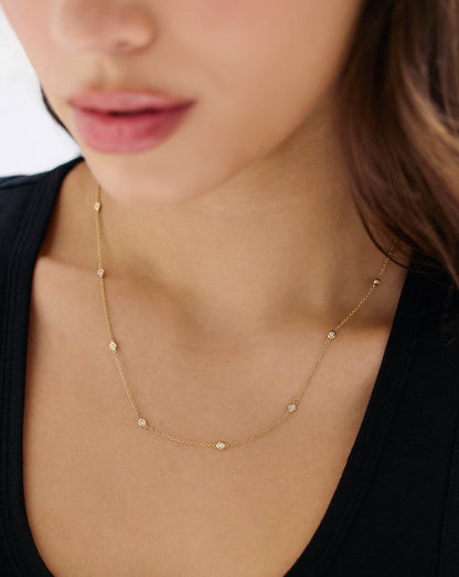 Diamond Bezel Station Necklace