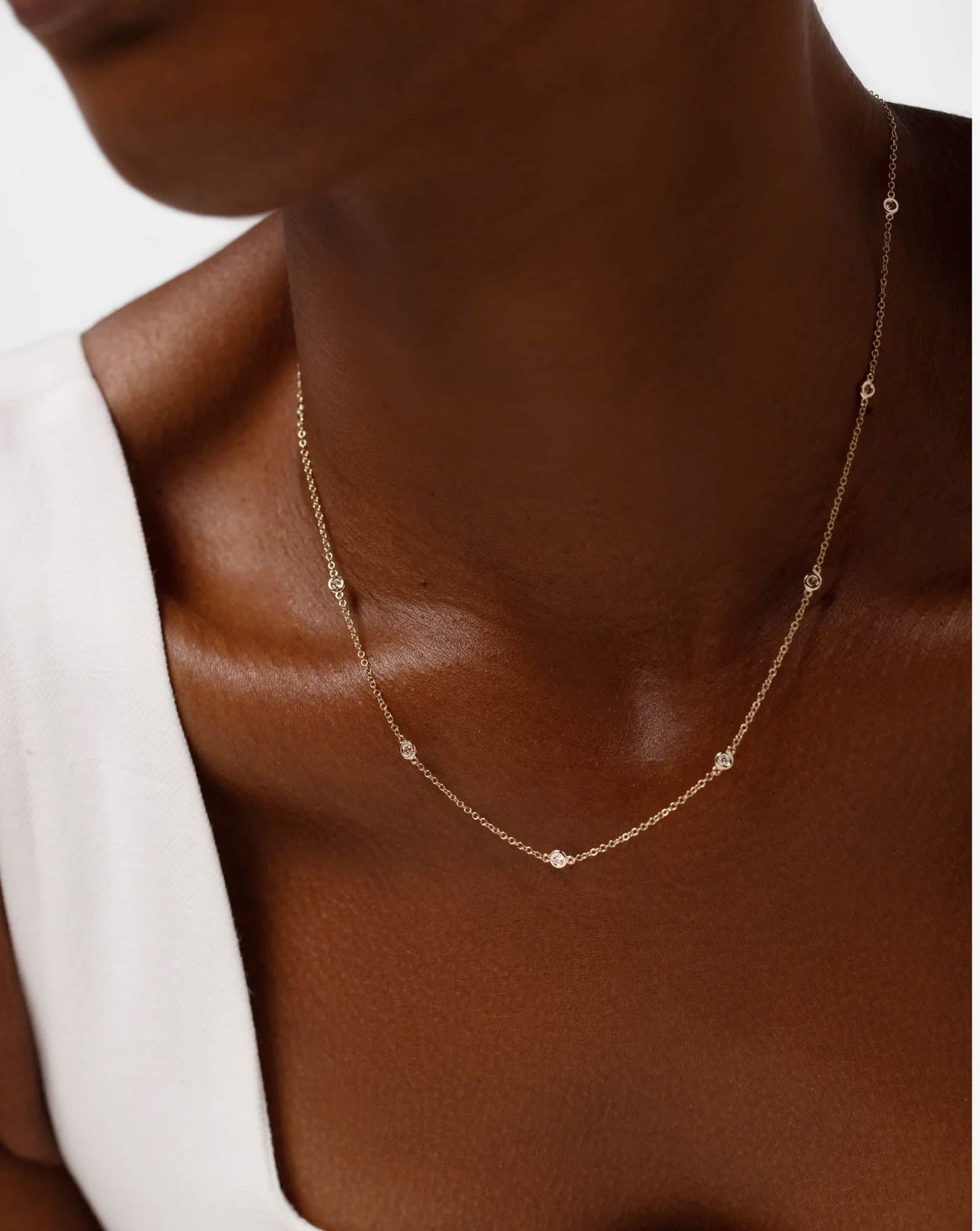 Diamond Bezel Station Necklace