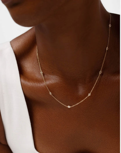 Diamond Bezel Station Necklace