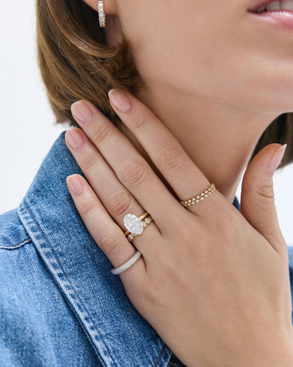 Diamond Station Double Row Ring