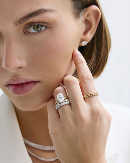 Diamond Station Double Row Ring