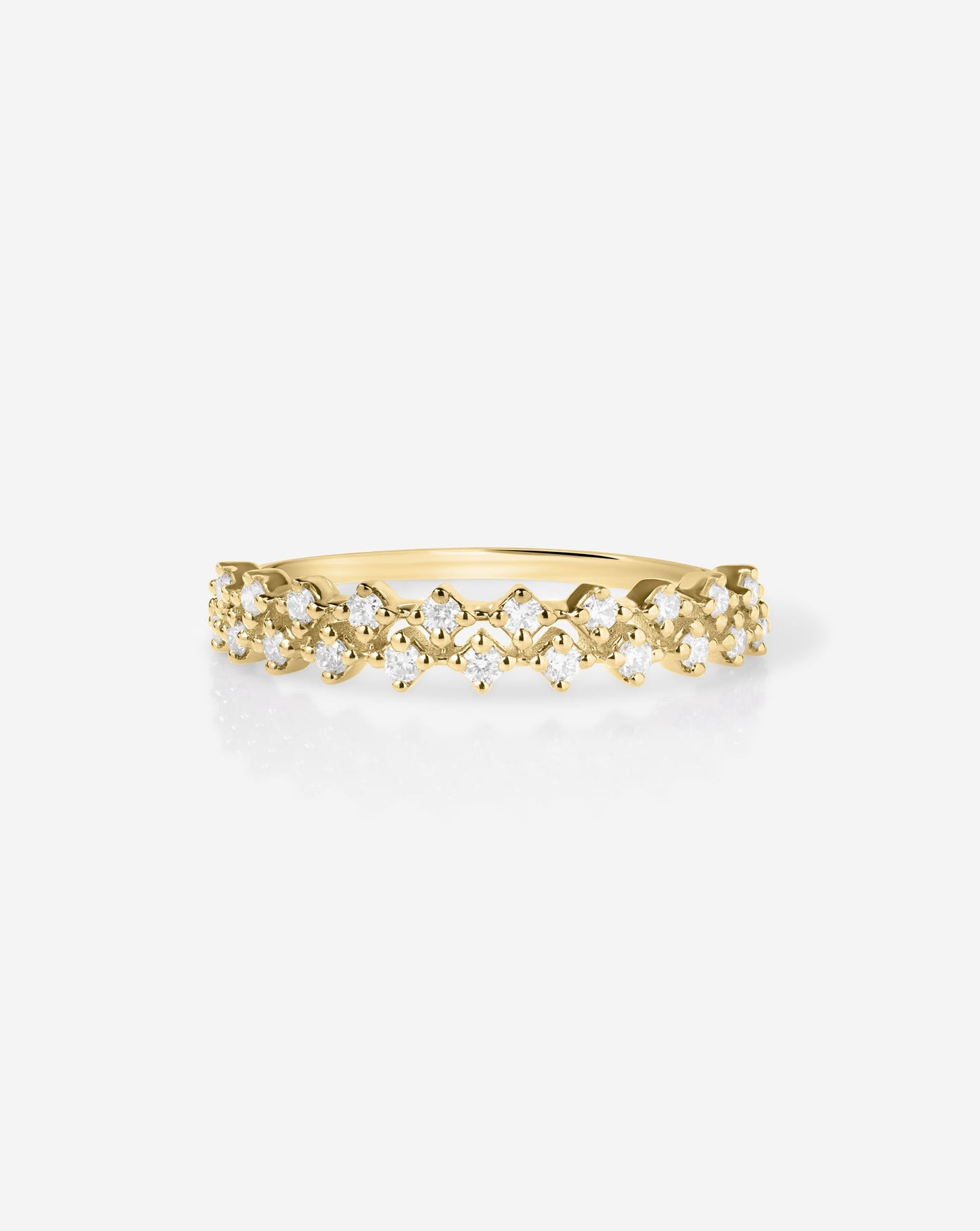 Diamond Station Double Row Ring