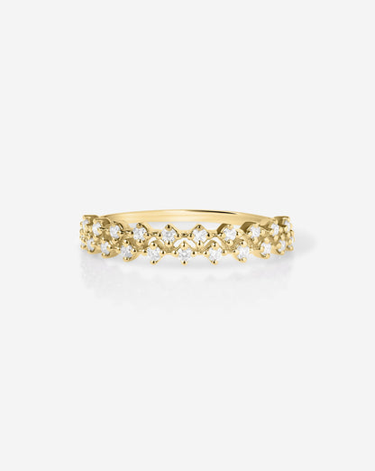 Diamond Station Double Row Ring