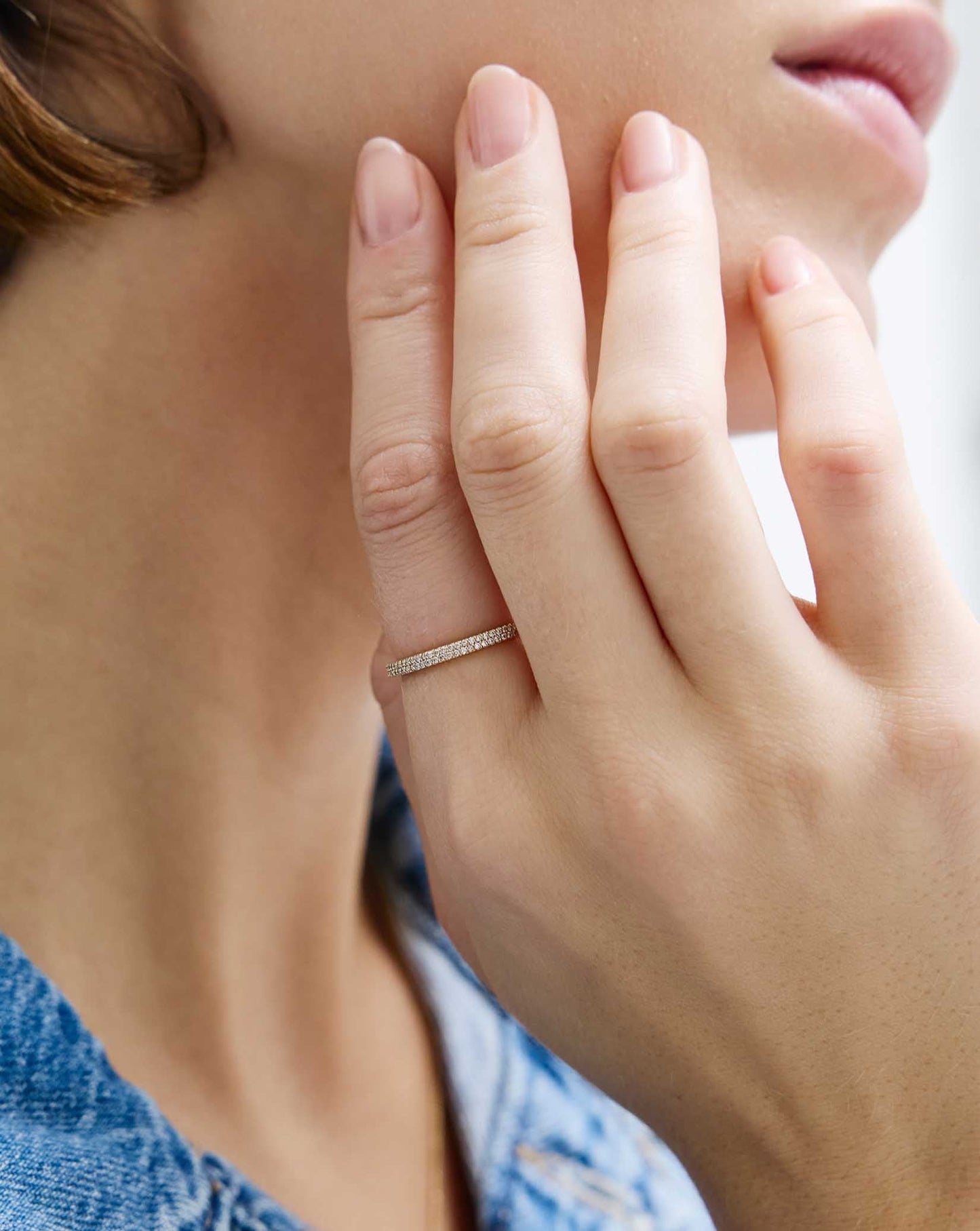 Double Row Stackable Pavé Ring