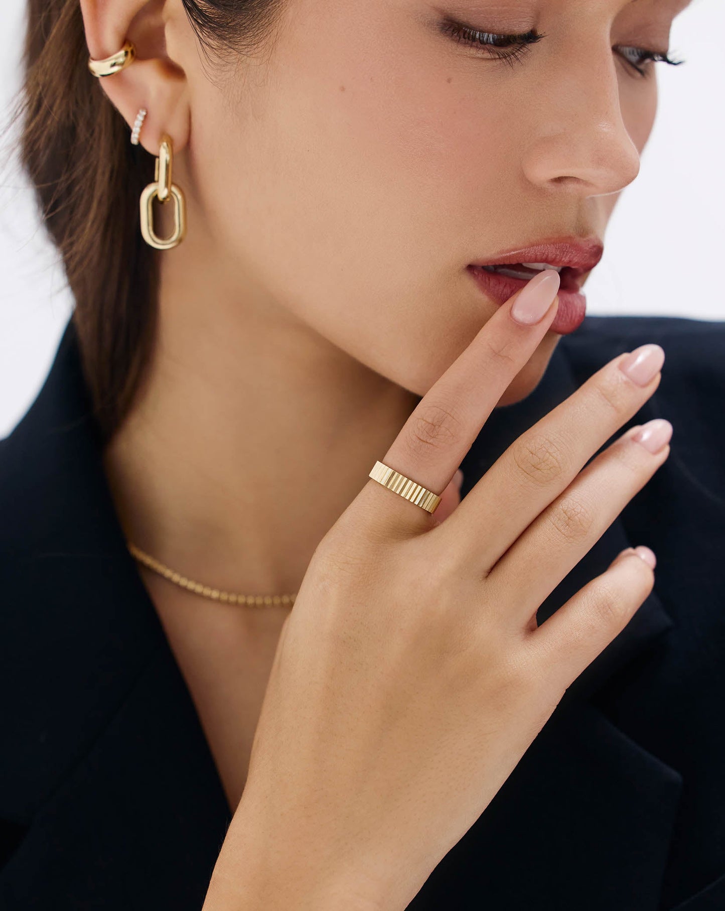 Fluted Gold Stackable Ring