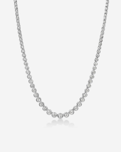 Graduated Bezel Diamond Tennis Necklace