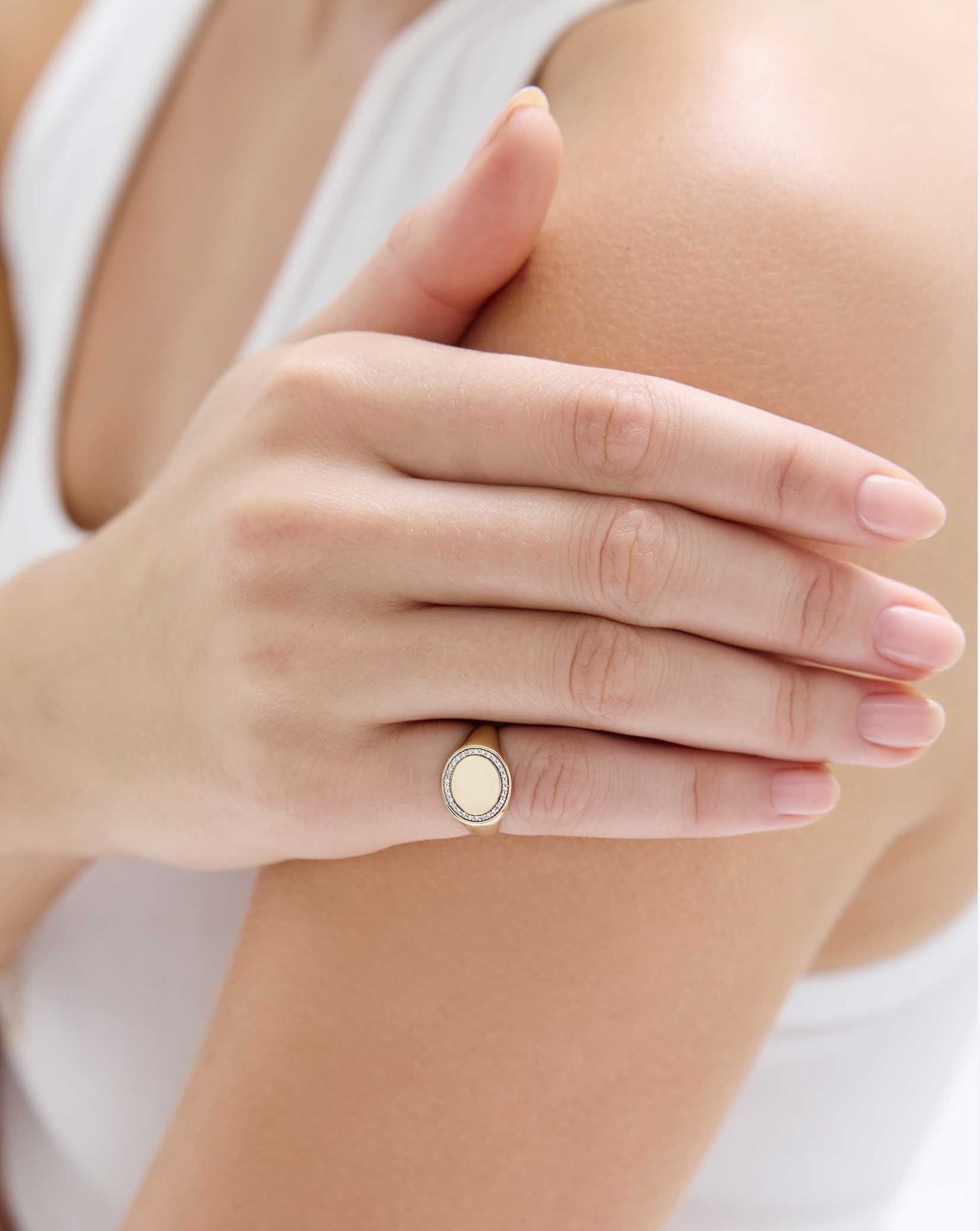 Pavé Diamond Border Signet Ring