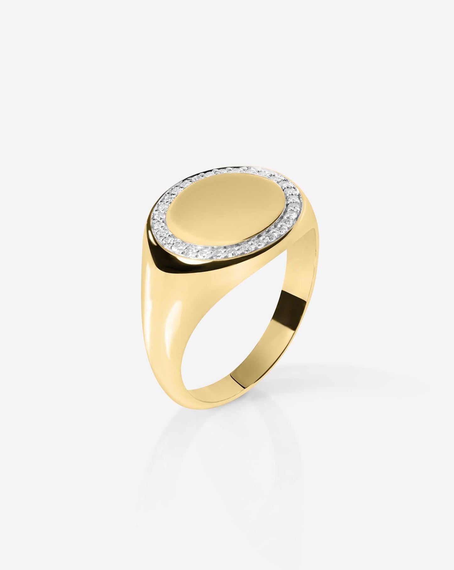 Pavé Diamond Border Signet Ring