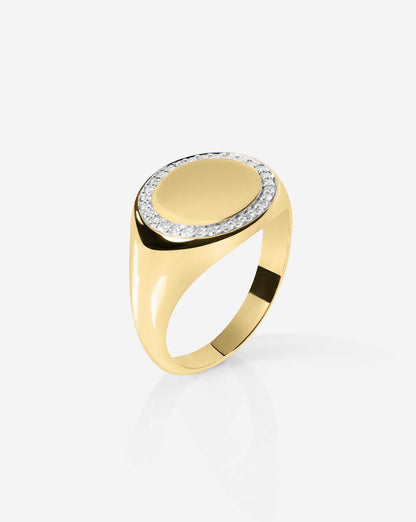Pavé Diamond Border Signet Ring