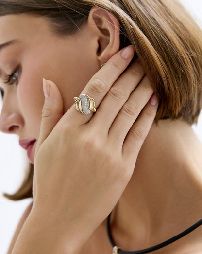 Swivel Pearl and Pavé Ring