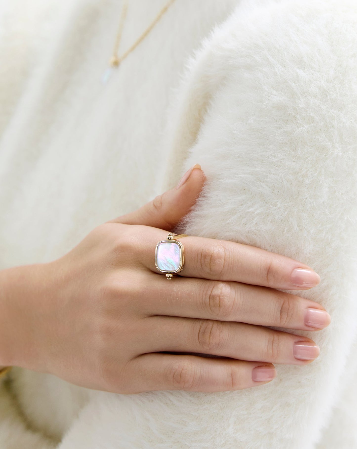 Swivel Pearl and Pavé Ring