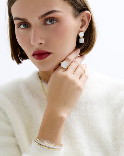 Swivel Pearl and Pavé Ring