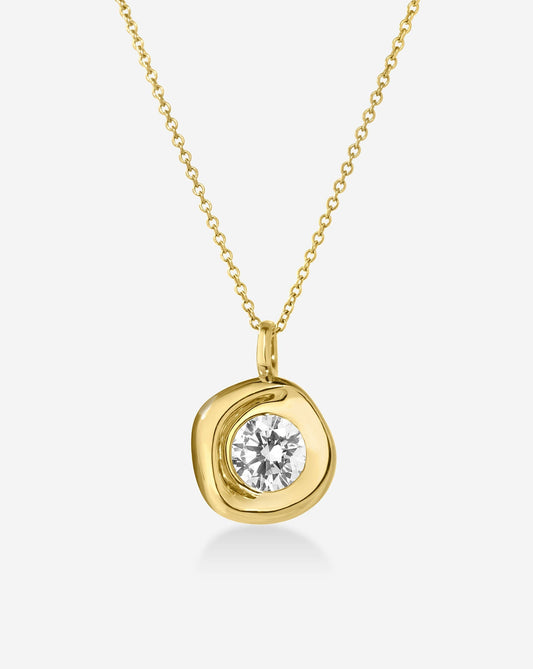 Organic Bezel Lab Diamond Pendant Necklace