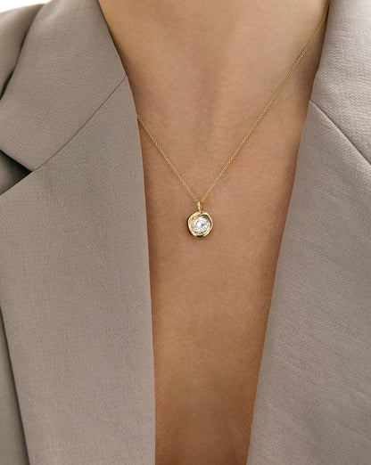 Organic Bezel Lab Diamond Pendant Necklace