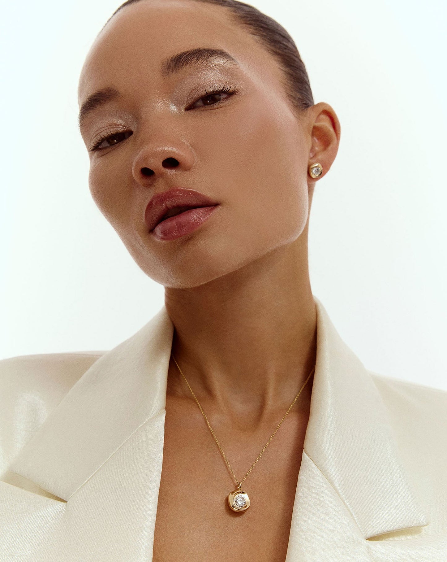 Organic Bezel Lab Diamond Pendant Necklace