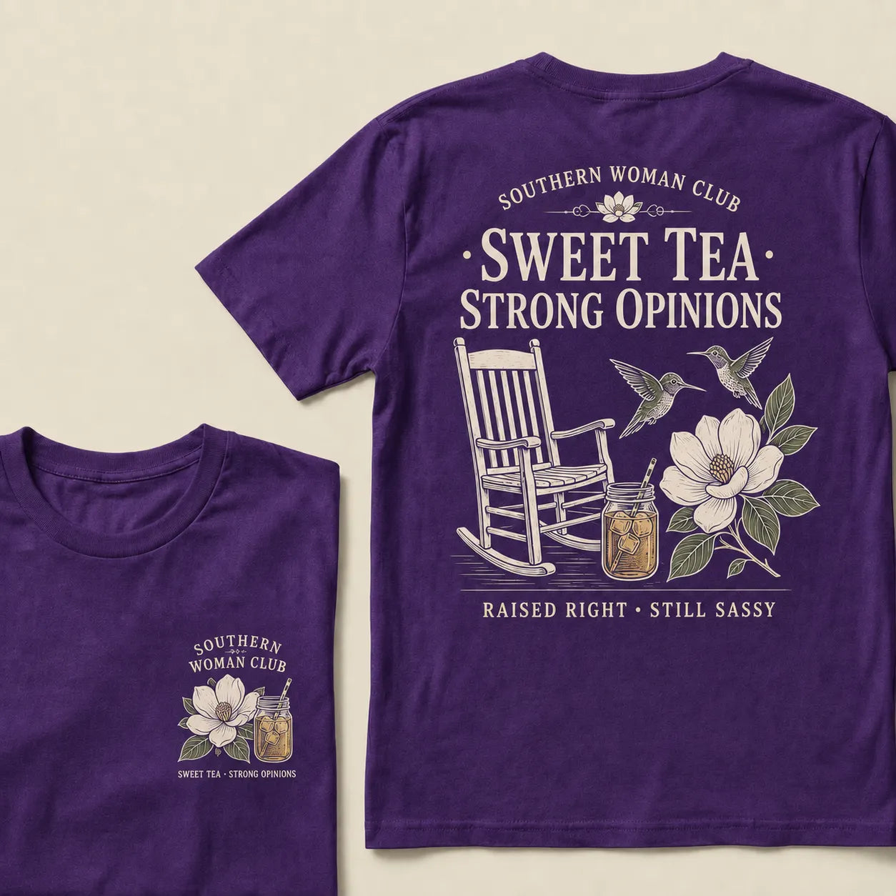 Southern Woman Club Sweet Tea Strong Opinions T-Shirt – Vintage Magnolia Graphic Tee For Southern Women