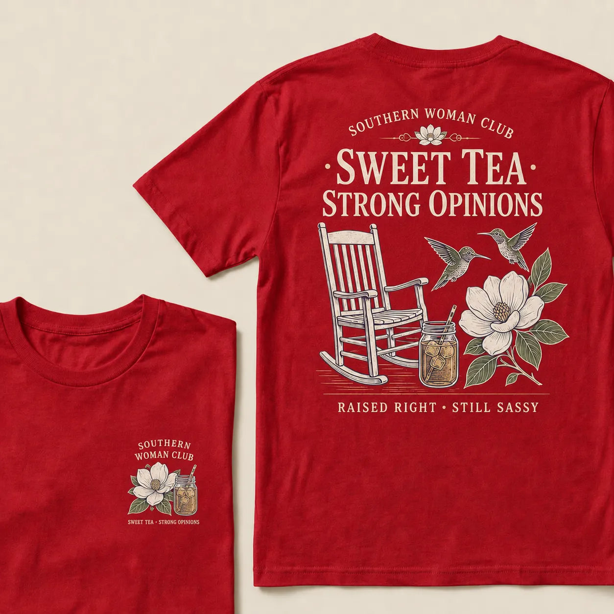 Southern Woman Club Sweet Tea Strong Opinions T-Shirt – Vintage Magnolia Graphic Tee For Southern Women
