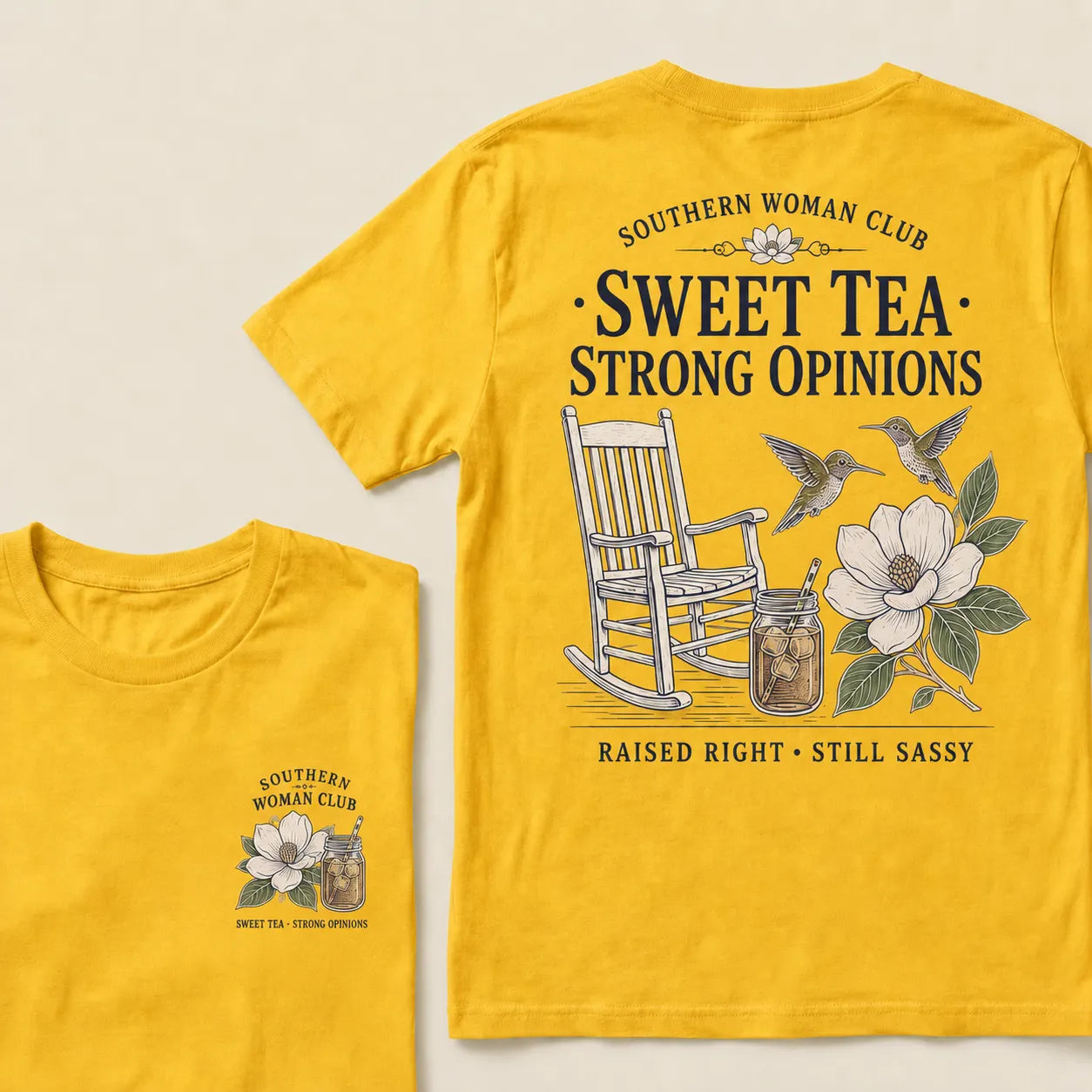 Southern Woman Club Sweet Tea Strong Opinions T-Shirt – Vintage Magnolia Graphic Tee For Southern Women