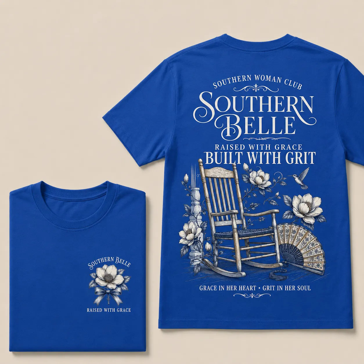 Southern Belle – Raised with Grace, Built with Grit Crew Neck Tee