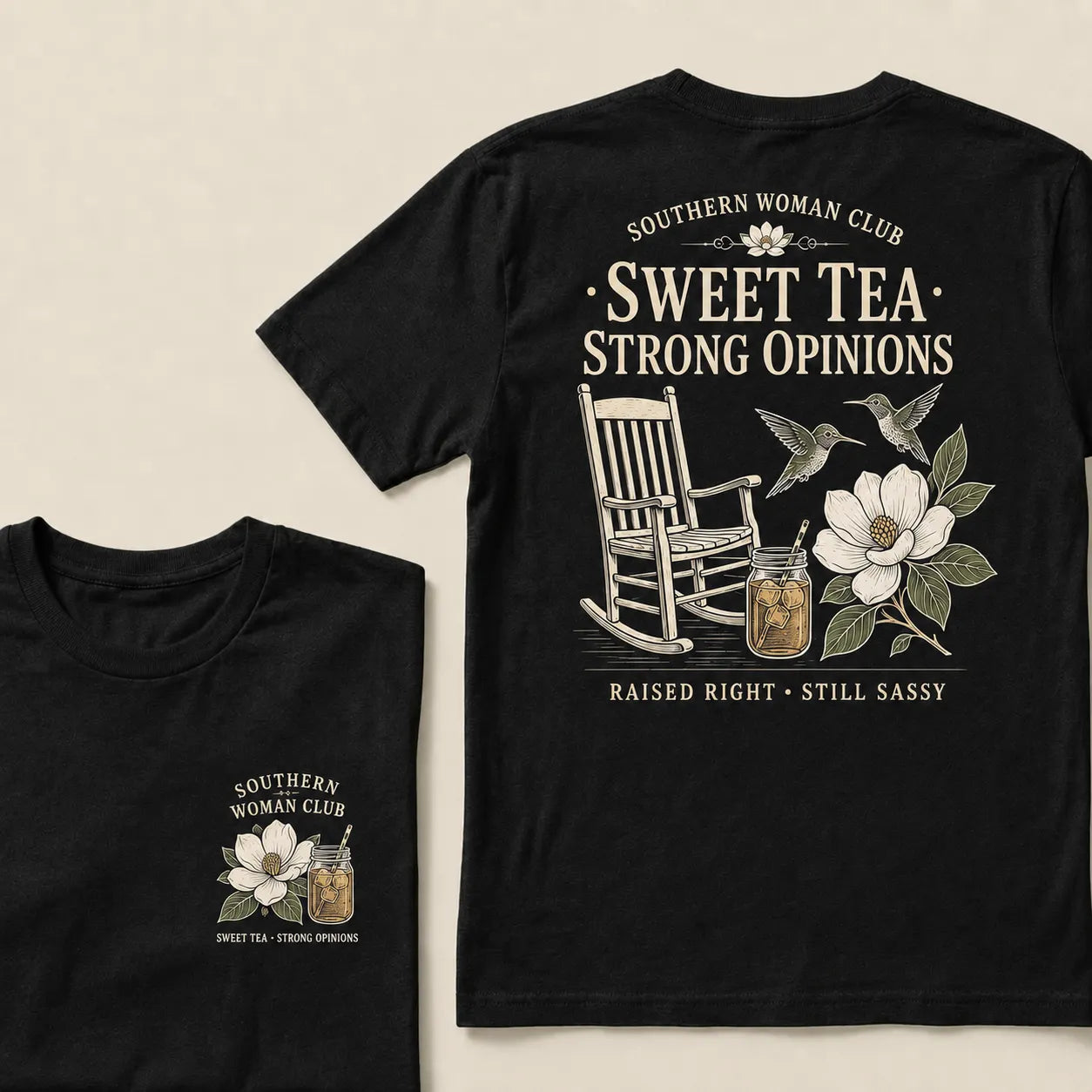 Southern Woman Club Sweet Tea Strong Opinions T-Shirt – Vintage Magnolia Graphic Tee For Southern Women